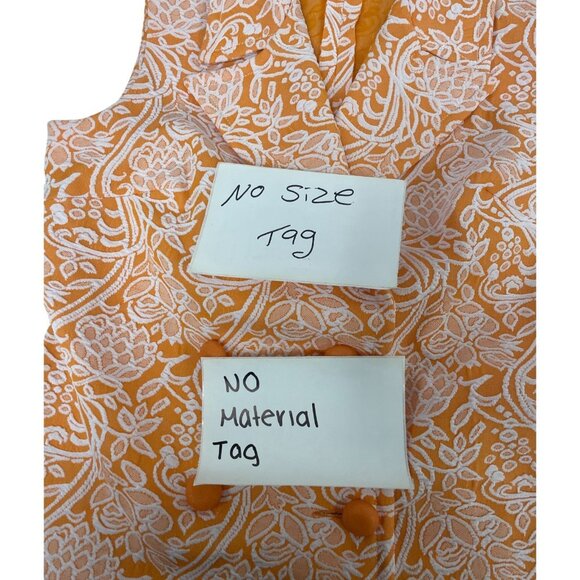 Vtg 70s PLW Womens Shift Dress M Medium Mini Orange Floral Knit Double Breasted - Picture 8 of 8